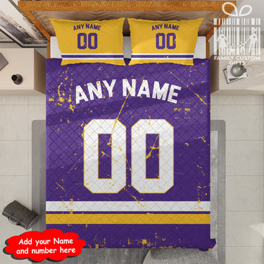 Custom Quilt Sets Minnesota Jersey Personalized Football Premium Quilt Bedding for Men Women
